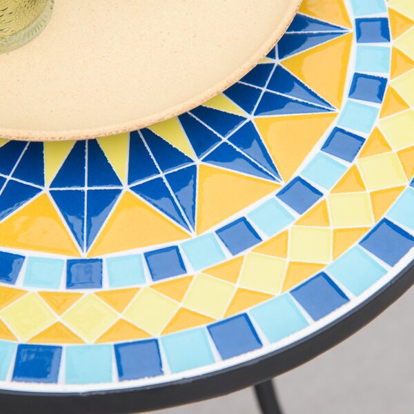 Outsunny Masuta de Gradina din Metal cu Blat din Mozaic Ceramic, Ф35.5x53.5cm, Multicolor | Aosom Romania