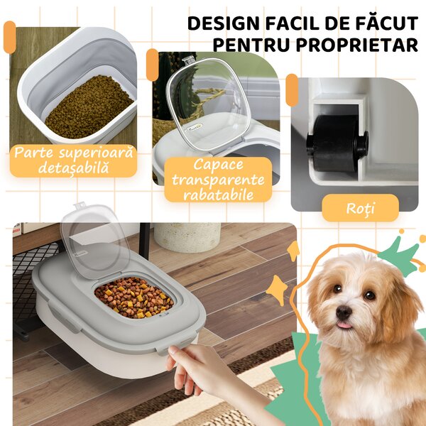 PawHut Recipient pentru Crochete de Câini Capacitate 5-25L cu Închidere Ermetică Gri | Aosom Romania