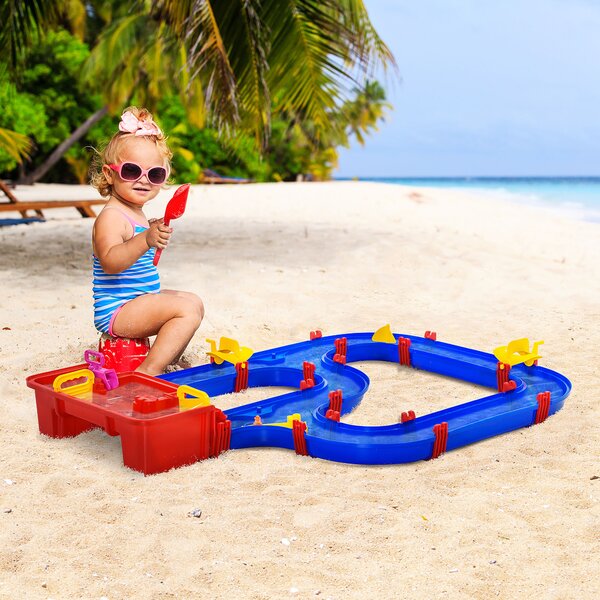 Playset pentru apa 53 Piese HOMCOM varsta 3-6 Ani, din PP, 123x90x7cm, Albastru si Rosu | Aosom RO