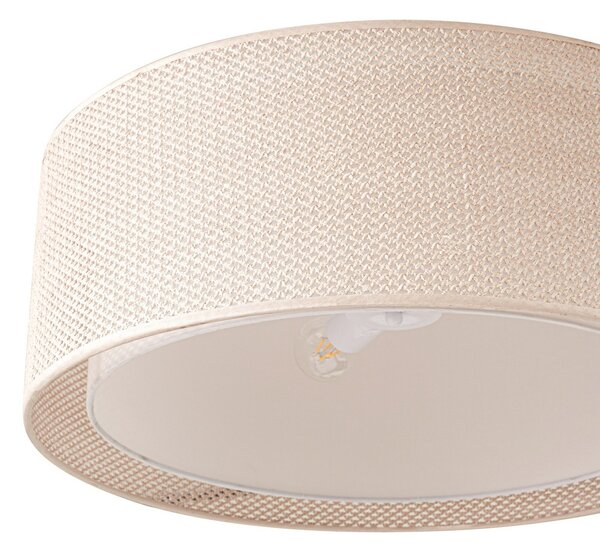 Lindby plafonieră Soula, Ø 60 cm, bej, plastic, E27, reglabil, Bej, Camera de zi / sufragerie, Plastic, Casă de țară / Rustic
