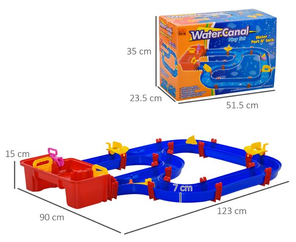 Playset pentru apa 53 Piese HOMCOM varsta 3-6 Ani, din PP, 123x90x7cm, Albastru si Rosu | Aosom RO