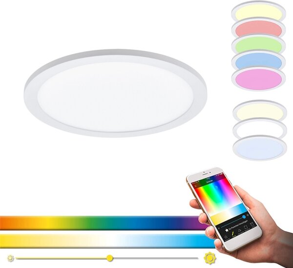 Eglo 97958 - Plafonieră LED SARSINA-C RGBW, 16 W, 230 V, cu telecomandă inclusă