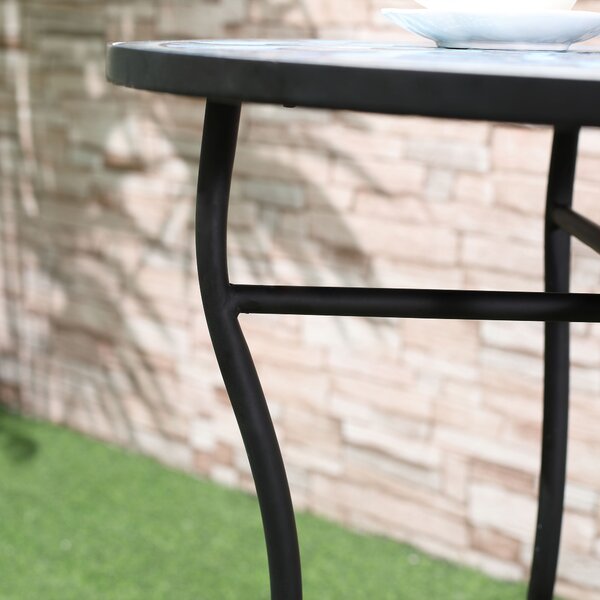 Outsunny Set Mobilier de Grădină cu Mozaic, 3 Piese, Masă și Scaune din Metal, Design Elegant, Albastru | Aosom Romania