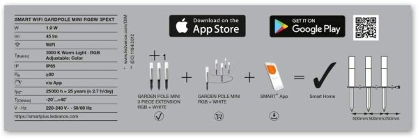 SET de extensie 3x lampă LED RGBW de exterior SMART+ 3xLED/1,9W/230V Wi-Fi Ledvance