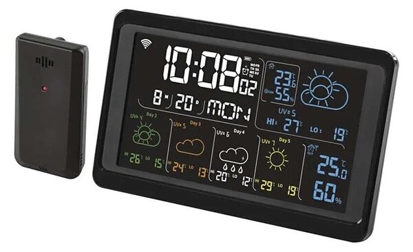 Stație meteo cu afișaj LCD GoSmart 5/230V Wi-Fi Tuya negru