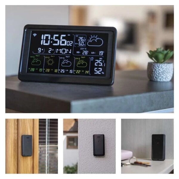 Stație meteo cu afișaj LCD GoSmart 5/230V Wi-Fi Tuya negru