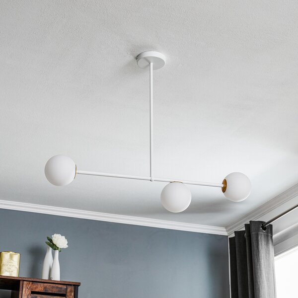 SIGMA Lampă suspendată Gama 3, 3 becuri, alb, reglabil, Alb, Camera de zi / sufragerie, Metal, Modern, glob