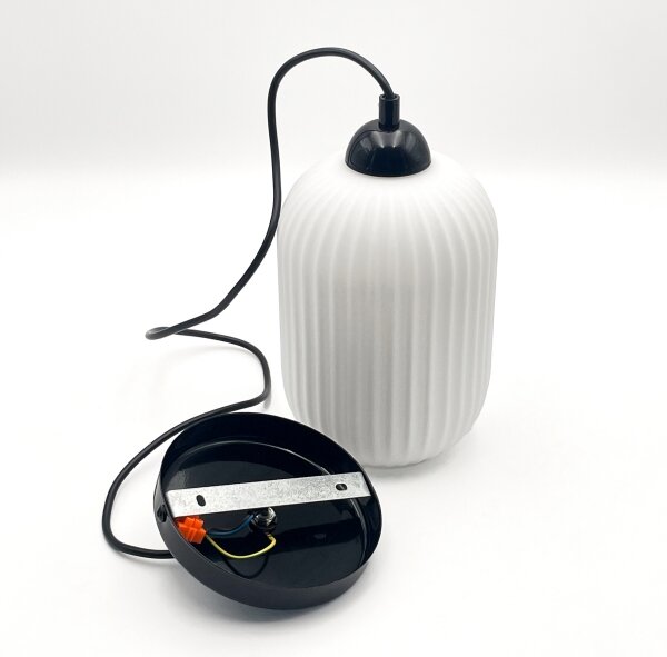 Lustră pe cablu HARMA 1xE27/15W/230V d. 14 cm alb/negru