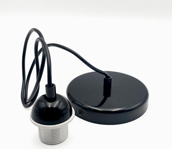 Lustră pe cablu HARMA 1xE27/15W/230V d. 25 cm alb/negru