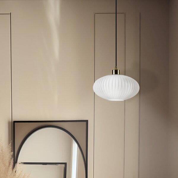 Lustră pe cablu HARMA 1xE27/15W/230V d. 25 cm alb/auriu