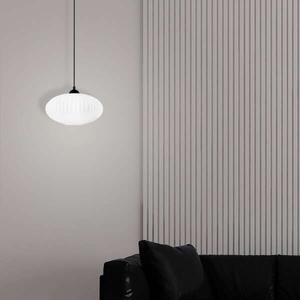 Lustră pe cablu HARMA 1xE27/15W/230V d. 30 cm alb/negru