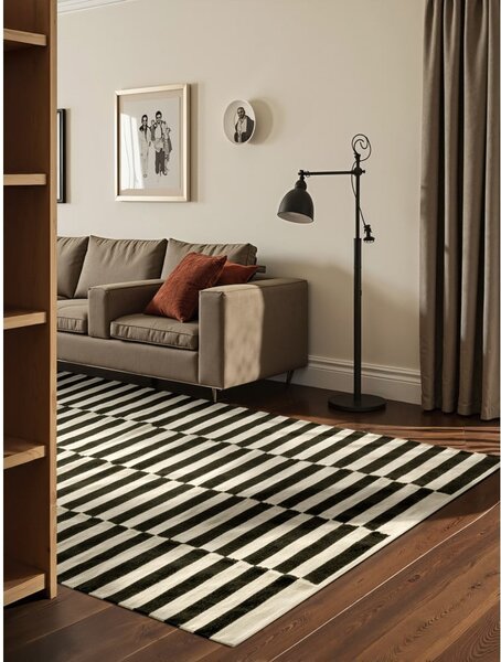 Covor negru-alb reversibil/țesut manual din lână 200x300 cm Donna – Hanse Home