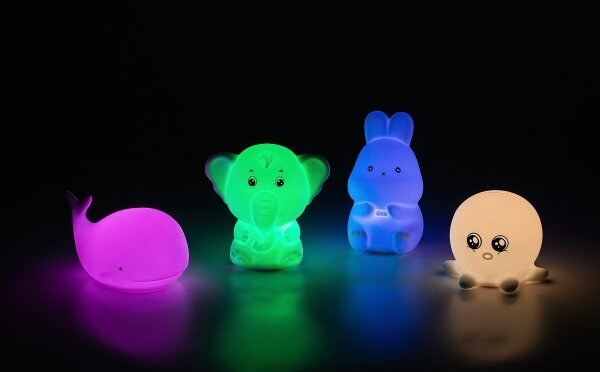 Rabalux 76043 - Lampă de veghe LED RGB tactilă LIGHTIMALS 0,05W/1xCR2032 iepuraș