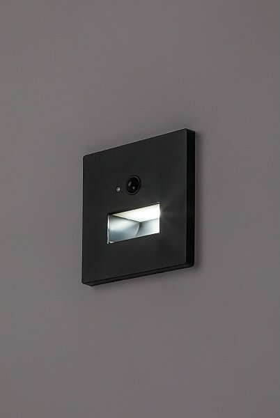 Rabalux 77197-LED Lampă LED pentru trepte LUNCA cu senzor de mișcare și senzor de amurg, 1W/230V, 3000/4500/6500K, negru