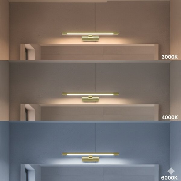 Aplica LED KLIMT pentru oglindă de baie, 8W, 230V, 3000/4000/6000K, 40 cm, IP44, auriu