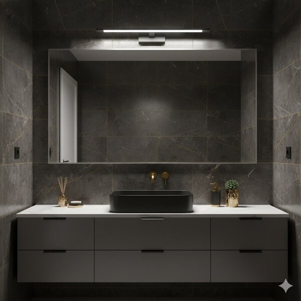 Lumină LED pentru oglindă de baie KLIMT, 12W, 230V, 3000/4000/6000K, 60 cm, IP44, negru