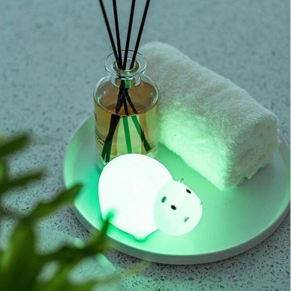 Lampă LED RGB tactilă reîncărcabilă de cadă pentru copii SWIMMY HIPPO LED/5V