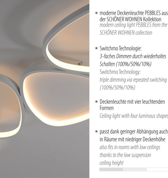Schöner Wohnen 14039-16 - Plafonieră LED dimmabilă PEBBLES LED/35,5W/230V albă