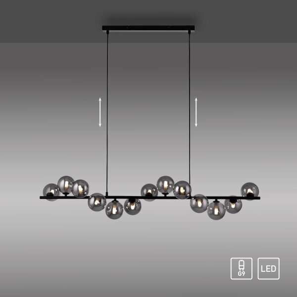 Schöner Wohnen 14504-18 - Lustru LED suspendat pe cablu DUBAI 13xG9/3W/230V negru/fumuriu