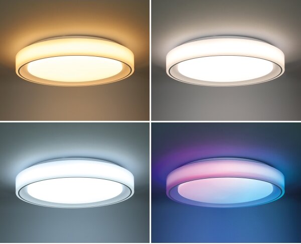 Plafonieră LED RGB dimabilă Solight WO8015 FLOCO LED/30W/230V+RGB/6W d. 40 cm + telecomandă