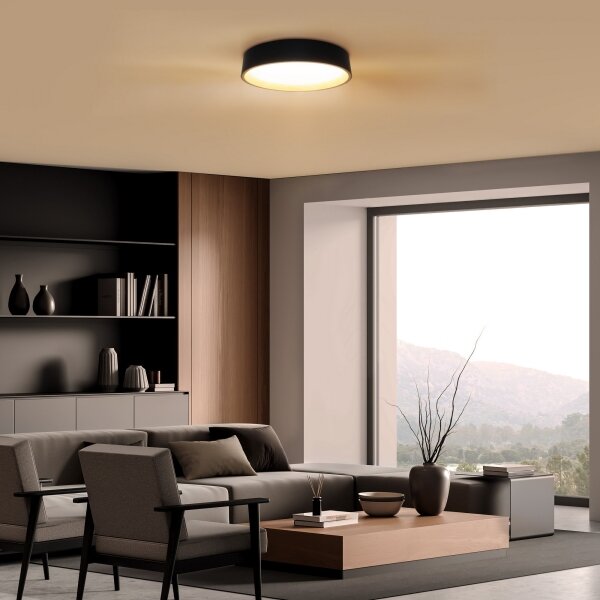 Plafonieră LED dimabilă Solight WO8016 LARIOS LED/48W/230V d. 39 cm negru + telecomandă