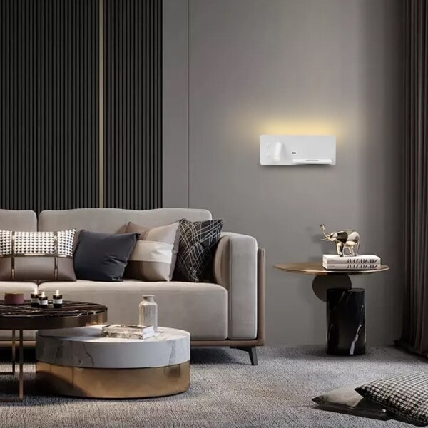 Immax 08285L-LED Aplica LED 3W cu senzor, USB și încărcare wireless, 230V