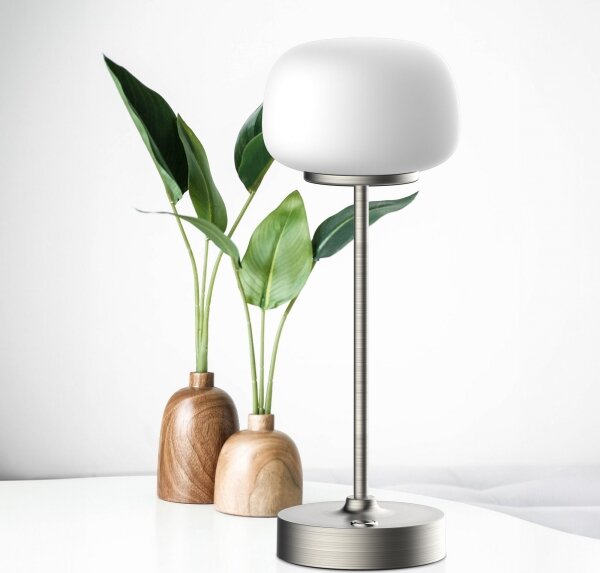 Lampă LED tactilă dimabilă de masă RIMINI LED/2W/5V USB 2000 mAh crom/alb