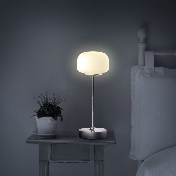 Lampă LED tactilă dimabilă de masă RIMINI LED/2W/5V USB 2000 mAh crom/alb