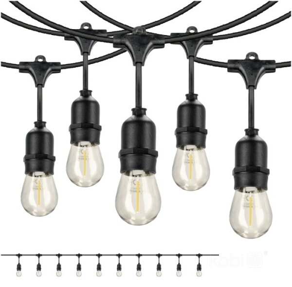 Lanț LED decorativ de exterior BAJA ST64 10xE27/1W/230V 10,9m IP44 alb cald