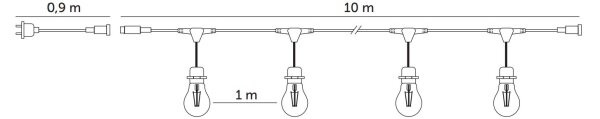 Lanț LED decorativ de exterior BAJA ST64 10xE27/1W/230V 10,9m IP44 alb cald