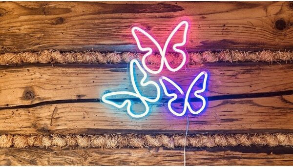 2Kids Toys - Decorațiune neon de perete LED/5W/USB, model Fluturi