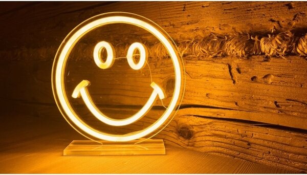 2Kids Toys - Decorațiune de masă neon LED, 5W, USB, față zâmbitoare