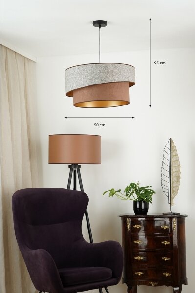Lustră pe cablu Brilagi VEGAS SHINE 1xE27/15W/230V d. 50 cm gri/maro