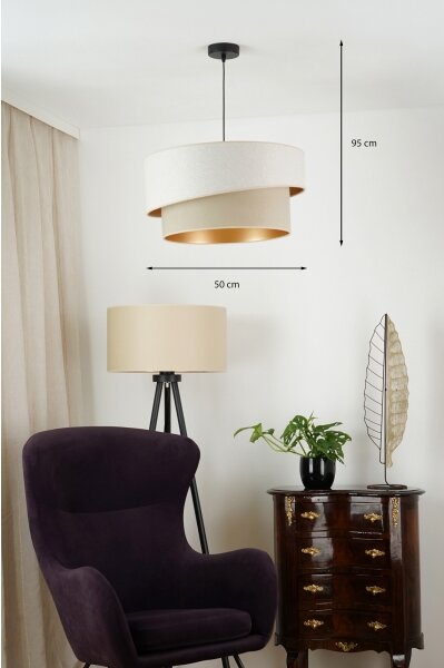 Lustră pe cablu Brilagi VEGAS SHINE 1xE27/15W/230V d. 50 cm crem/bej