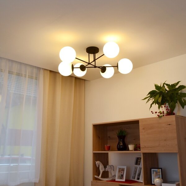 Lustră aplicată MOON 6xE27/15W/230V negru