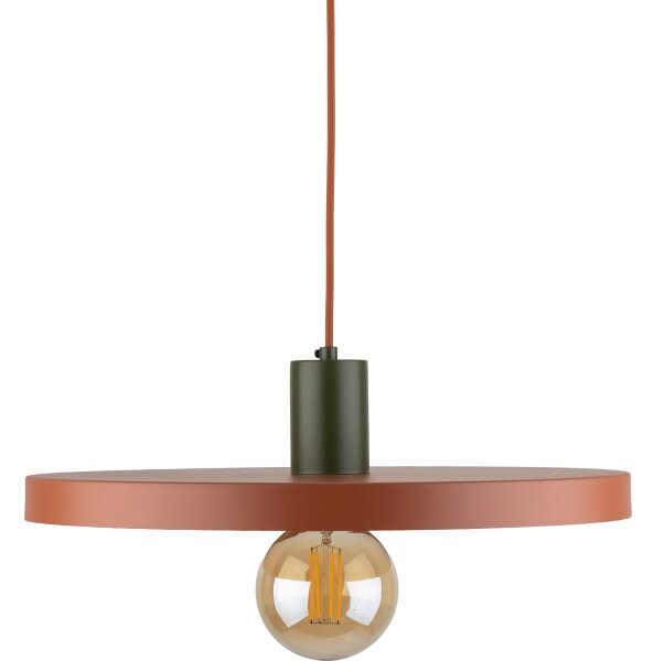 Lustră pe cablu SILA 1xE27/15W/230V d. 40 cm cărămidă/verde