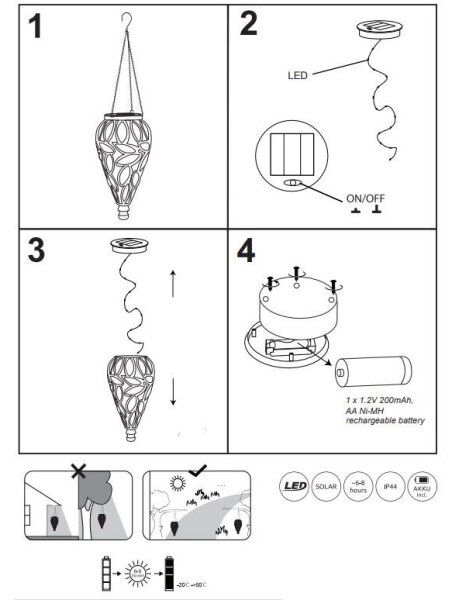 Corp de iluminat LED solar SOLAR LED/0,9W/3,2V IP44 transparent Globo 36131