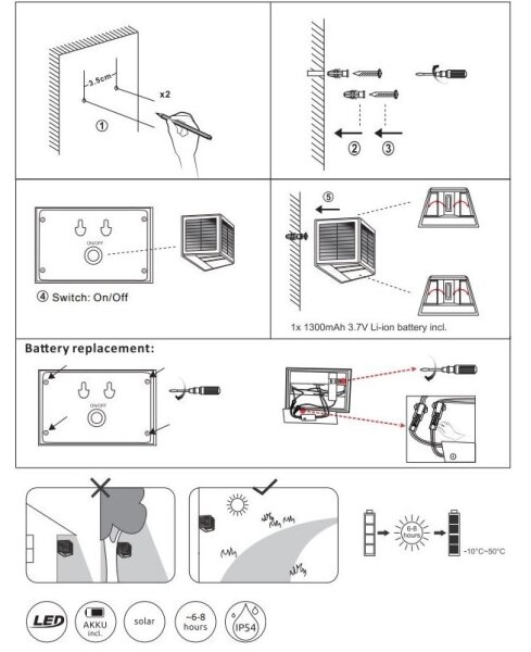Corp de iluminat LED solar SOLAR LED/6W/3,2V 3000K IP54 Globo 36495