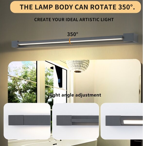 Brilagi AQUA LINE - Lumină LED pentru oglindă de baie, 24 W, 230 V, 90 cm, IP44, antracit
