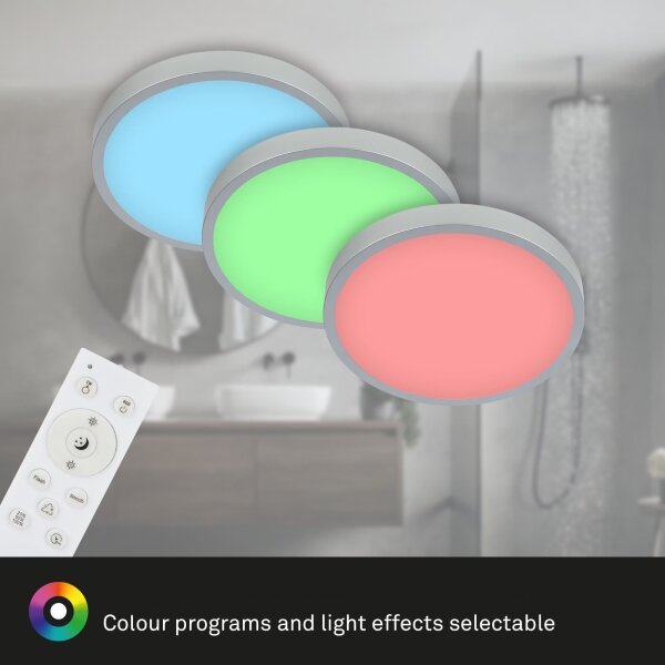 Plafonieră LED RGBW dimabilă Briloner 3709-014 LED/22W/230V argintiu + telecomandă