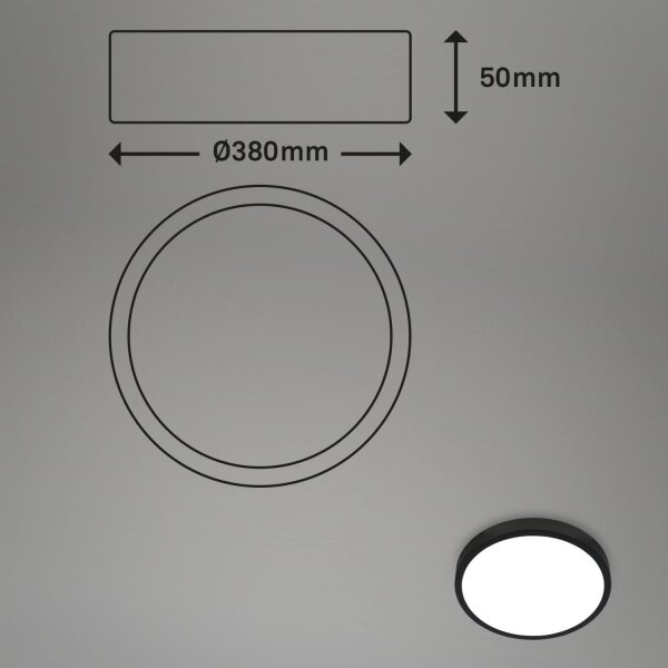 Plafonieră LED RGBW dimabilă Briloner 3709-015 LED/22W/230V negru + telecomandă