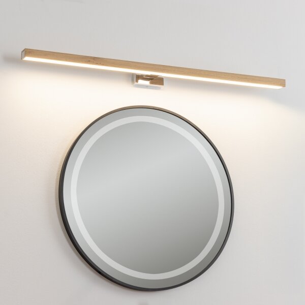 Aplică LED pentru oglindă Brilagi WOODY MIRROR LED/15W/230V IP44 stejar/crom