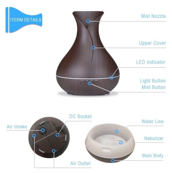 Umidificator și ionizator de aer LED RGB 400 ml