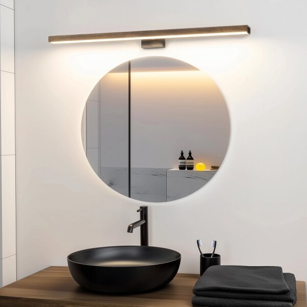 Aplică LED pentru oglindă Brilagi WOODY MIRROR LED/15W/230V IP44 stejar/negru