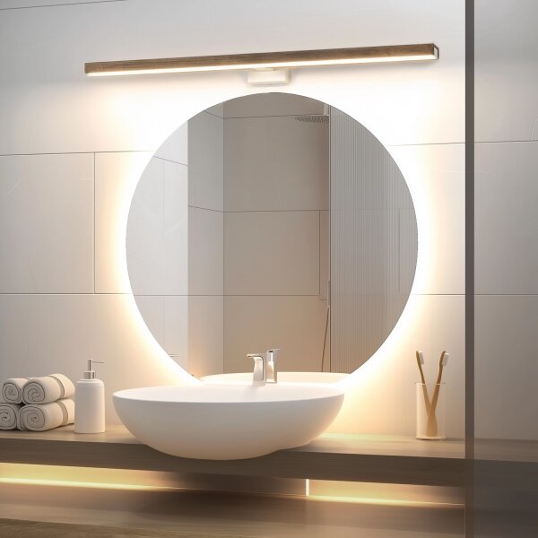 Aplică LED pentru oglindă Brilagi WOODY MIRROR LED/15W/230V IP44 stejar/alb