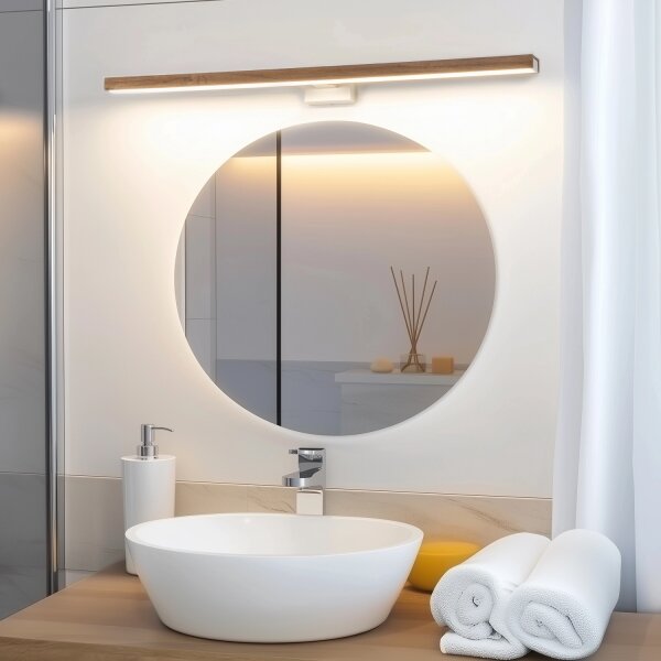 Aplică LED pentru oglindă Brilagi WOODY MIRROR LED/15W/230V IP44 stejar/alb