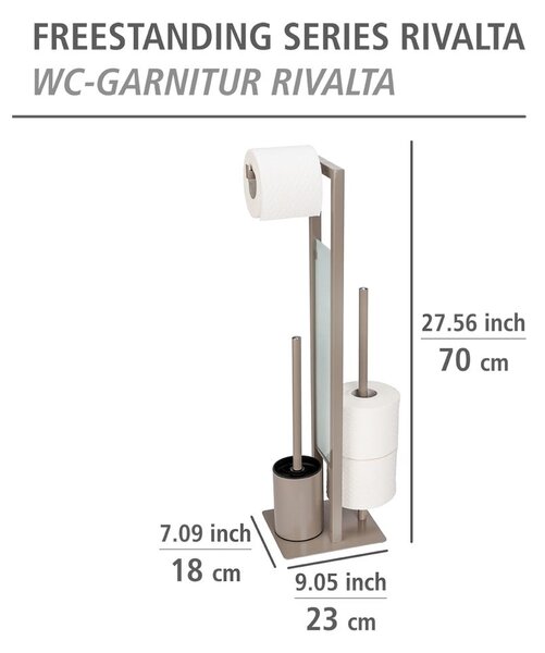 Suport pentru perie WC și hârtie igienică Wenko Rivalta, bej