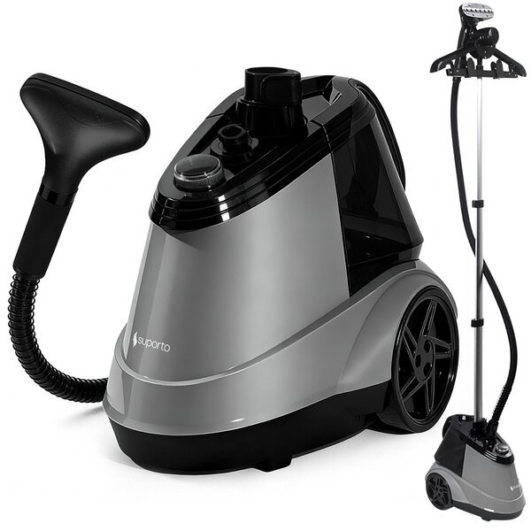 Fier de Calcat Vertical cu aburi SUPORTO G5, Steamer de 2200W cu 3 trepte de putere, Statie de calcat profesionala pentru haine netede, fara mirosuri si fara cute. Rezervor aparat 2.9L, pentru 64 min de lucru, 45g/min abur continuu, Gri