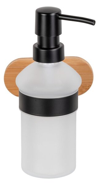Dozator de săpun lichid negru/în culoare naturală autoadeziv din sticlă 300 ml Orea Bamboo – Wenko