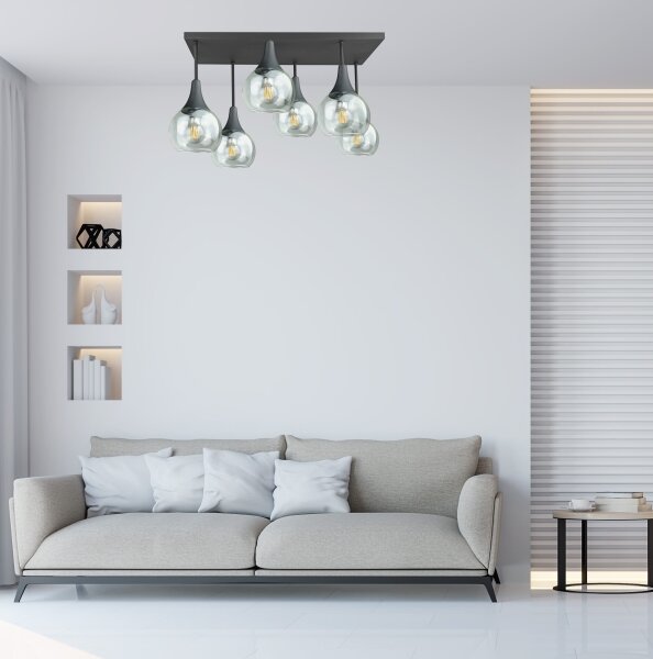Lustră aplicată SOMA 6xE27/60W/230V negru/transparent